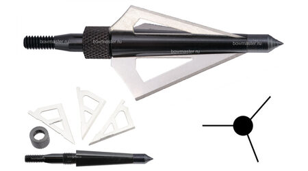 купите Наконечники охотничьи Man-kung MK-3BAL фиксированные, 100 гран, 3 лезвия (3 шт.) в Саратове